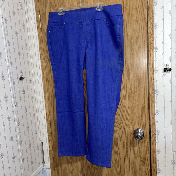 Denim & Company Pull On Legging Jeans Women's Size 18WP Blue High Rise 5 Pocket - Picture 1 of 7